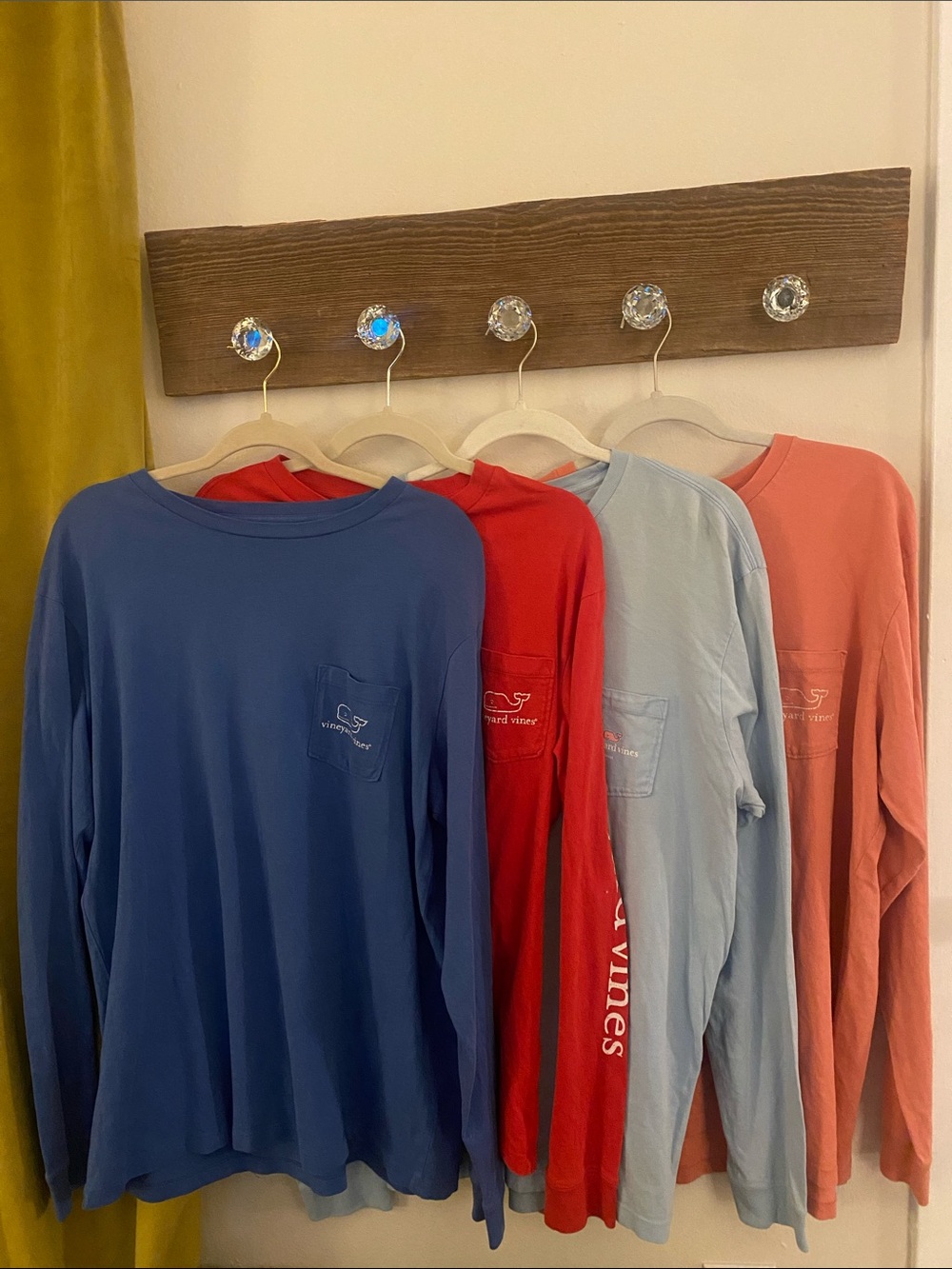 Vineyard Vines Long Sleeve Pocket Tee Bundle- Navy, Red, Light Blue, Coral